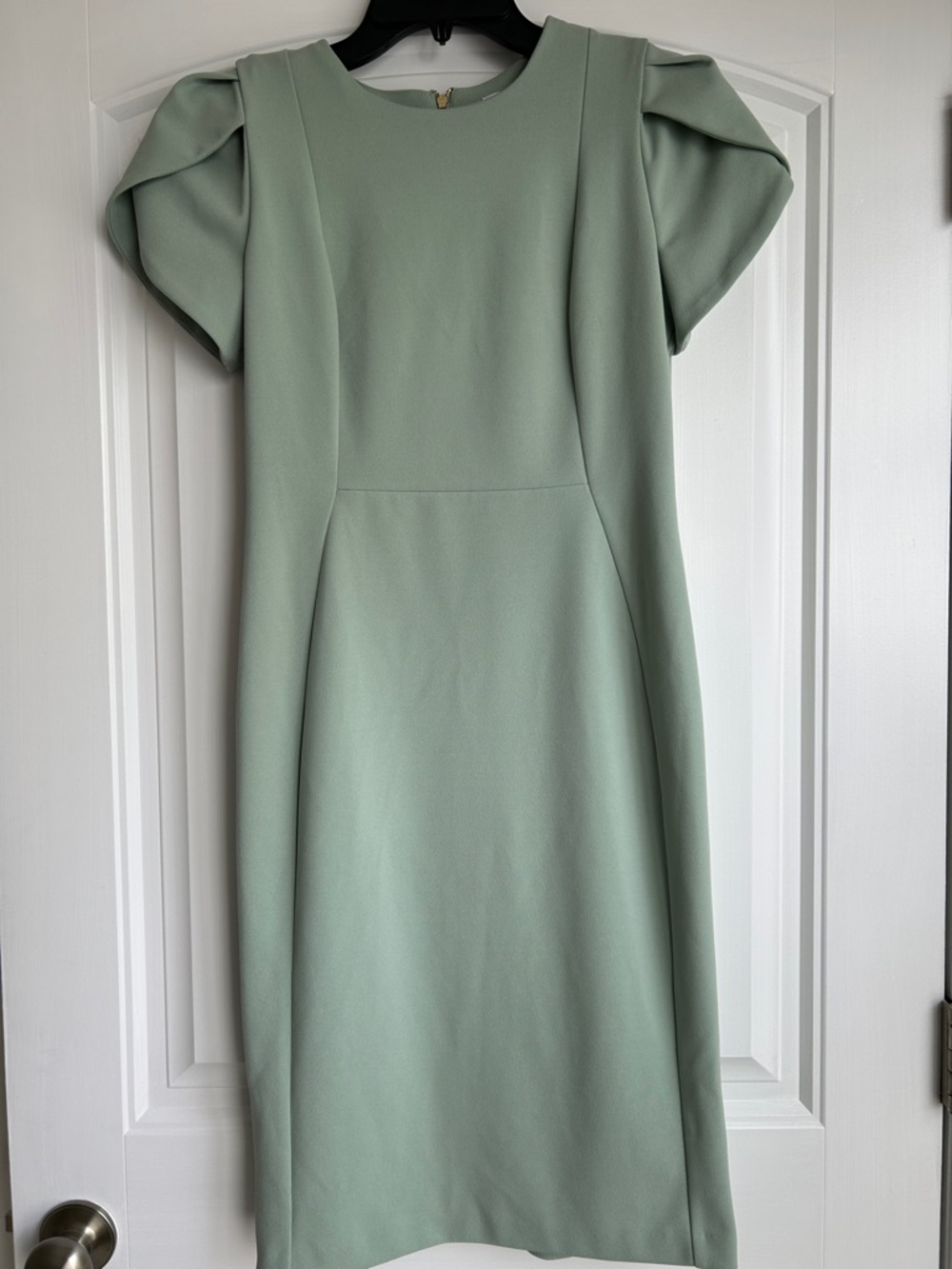 Calvin Klein Mint Green Puff-Sleeve Midi Dress